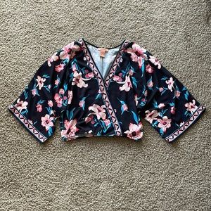 Floral Short Sleeve Crop Top